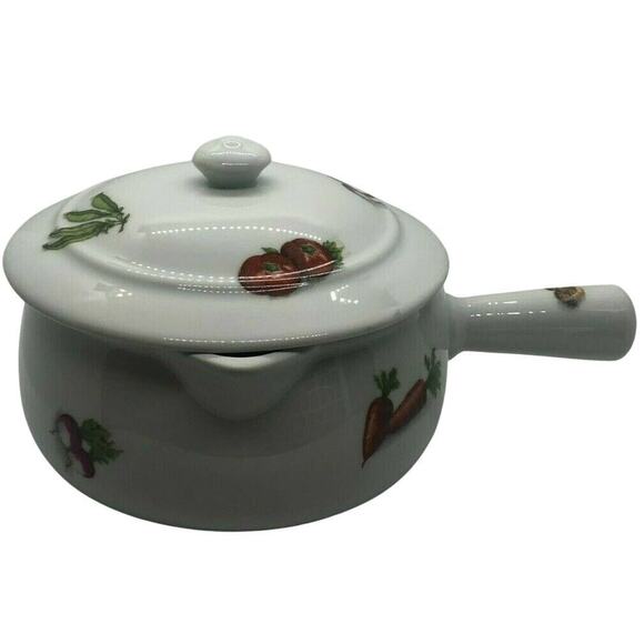 Couleuvre Ligne Limoise Porcelain Sauce Pot with Lid Vegetable Pattern - Picture 1 of 8